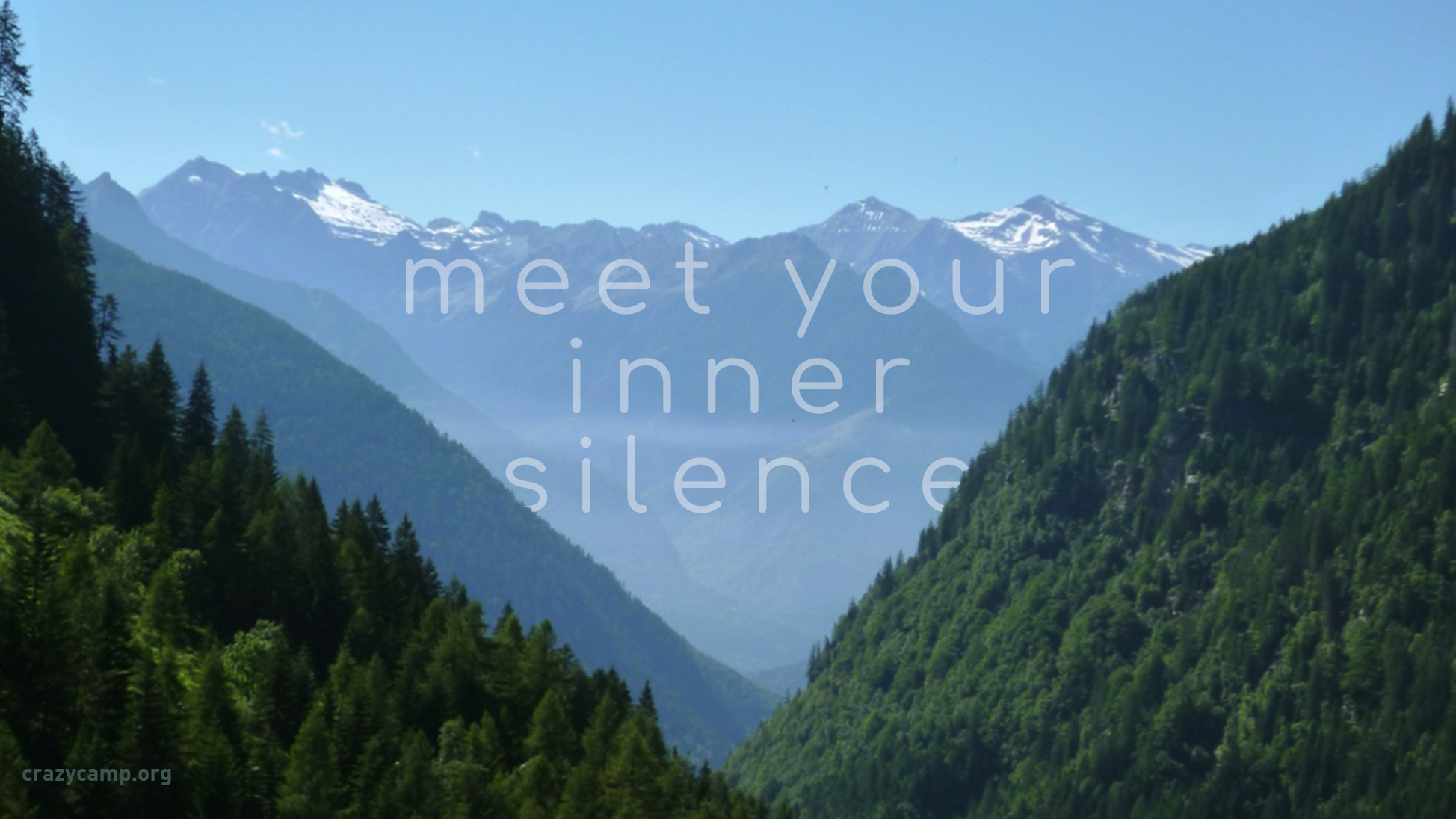 Landscape with text Meet Your Inner Silence